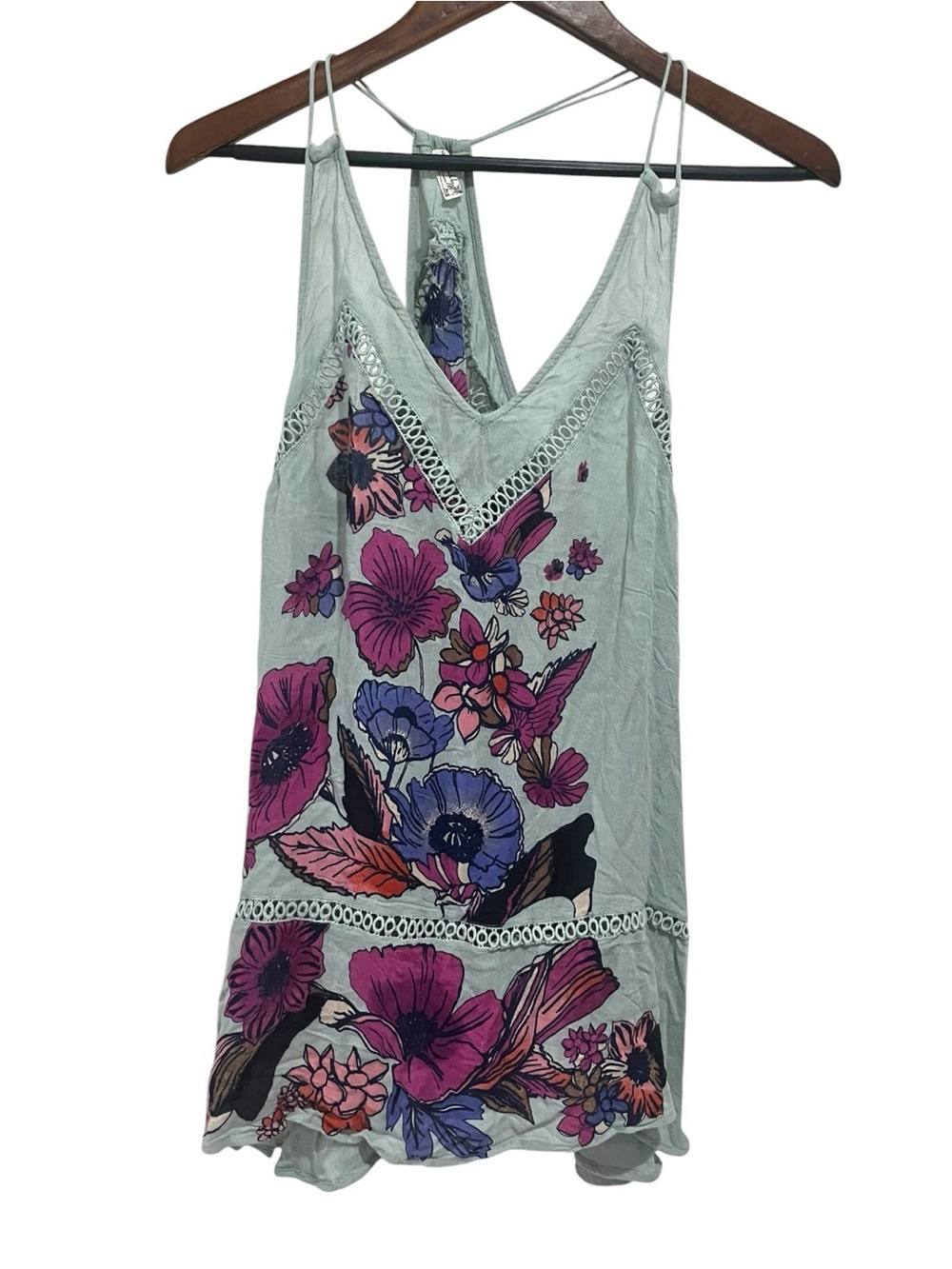 Intimately free people sea foam green XS flowy tank top boho earthy floral